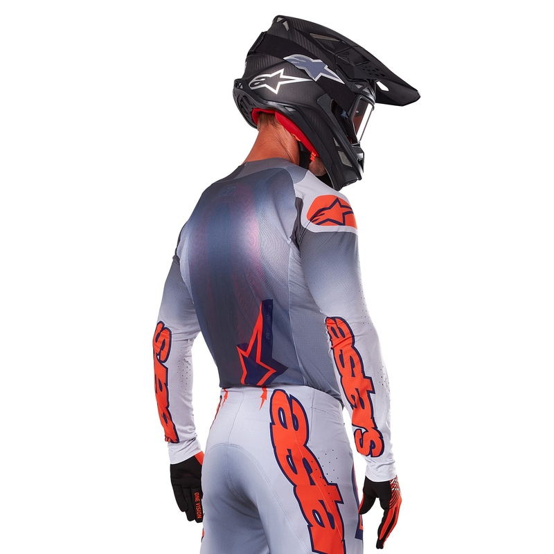 Alpinestars Supertech Lipan grijs-fluo oranje motorcross shirt