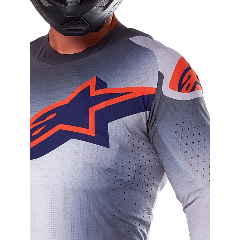 Alpinestars Supertech Lipan grijs-fluo oranje motorcross shirt