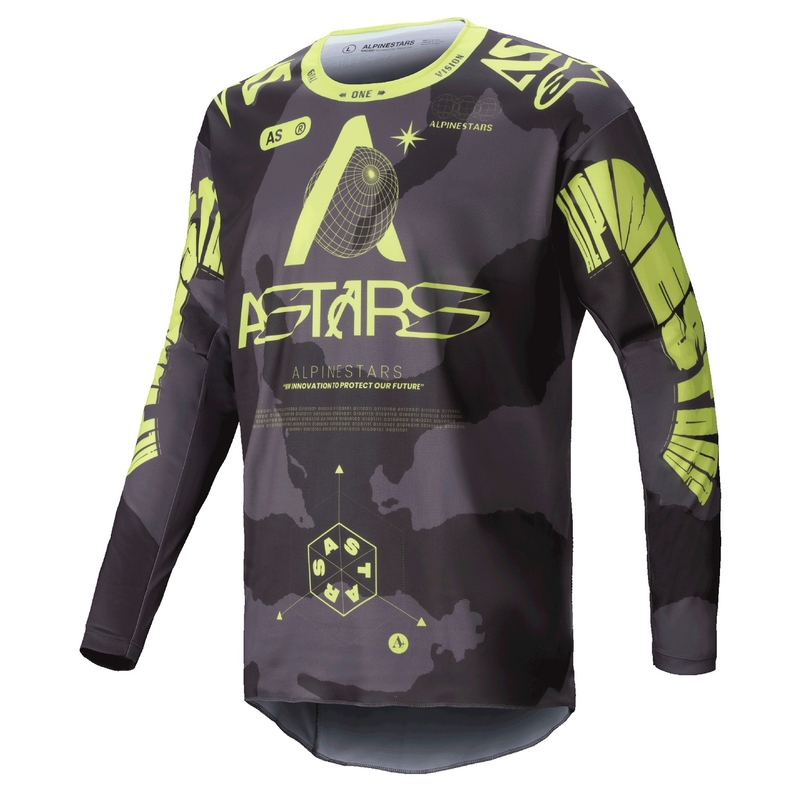 Alpinestars Racer Hollow motocrosstrui donker camo-fluo geel