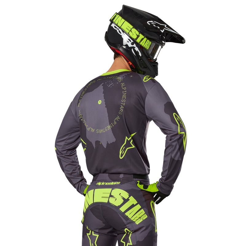 Alpinestars Racer Hollow motocrosstrui donker camo-fluo geel