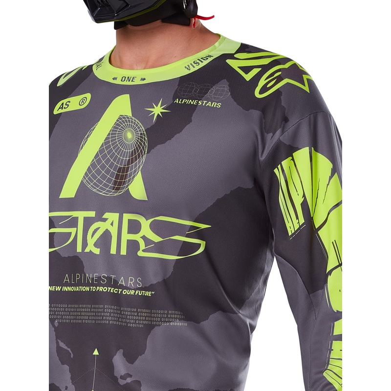 Alpinestars Racer Hollow motocrosstrui donker camo-fluo geel