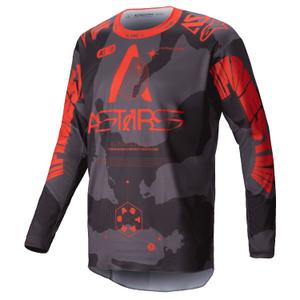 Alpinestars Racer Hollow grijs camo-fluo oranje motorcross shirt