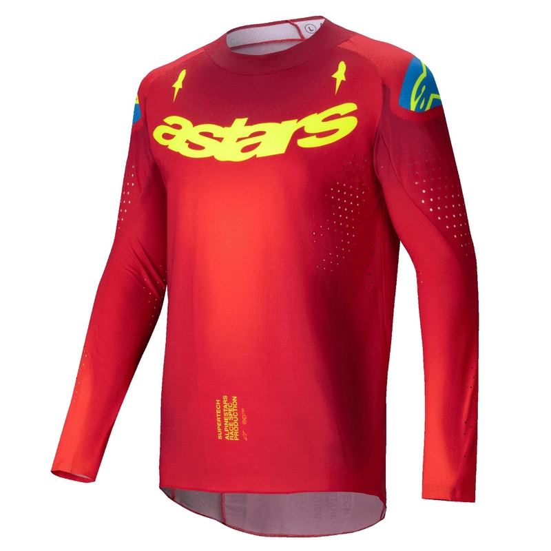 Alpinestars Supertech Maker rood-geel motocross shirt