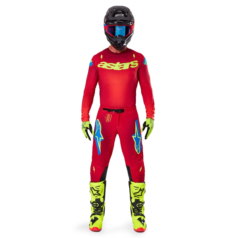 Alpinestars Supertech Maker Motorcrossbroek rood-fluo geel