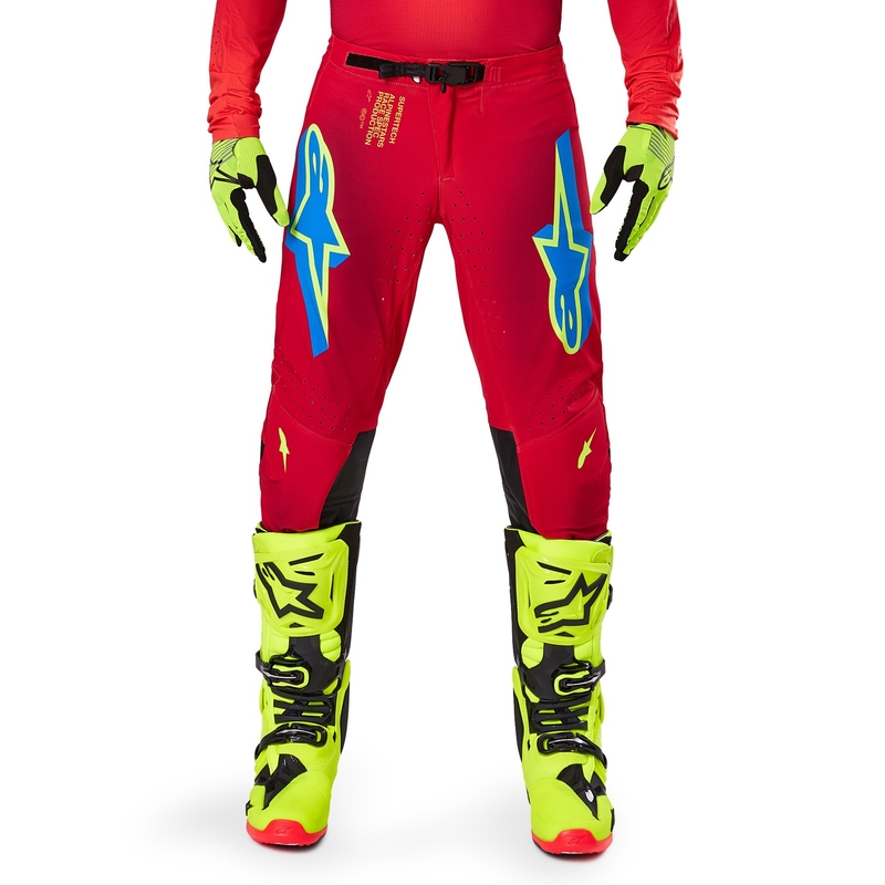 Alpinestars Supertech Maker Motorcrossbroek rood-fluo geel