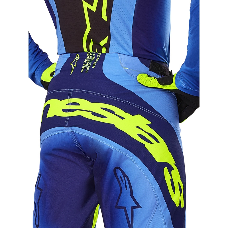 Alpinestars Techstar Melt fluo geel-blauwe motorcrossbroek