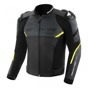 Shima Bandit 2.0 zwart-wit-fluo geel leren motorjack