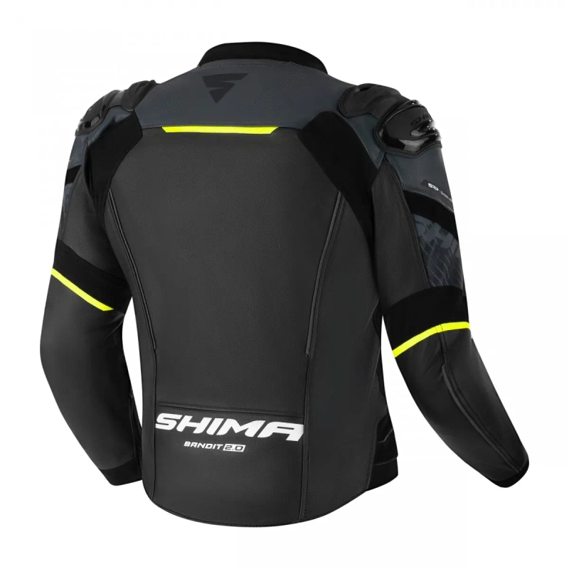 Shima Bandit 2.0 zwart-wit-fluo geel leren motorjack