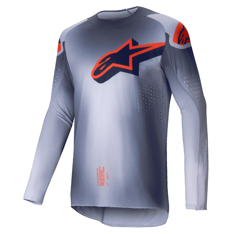 Alpinestars Supertech Lipan grijs-fluo oranje motorcross shirt