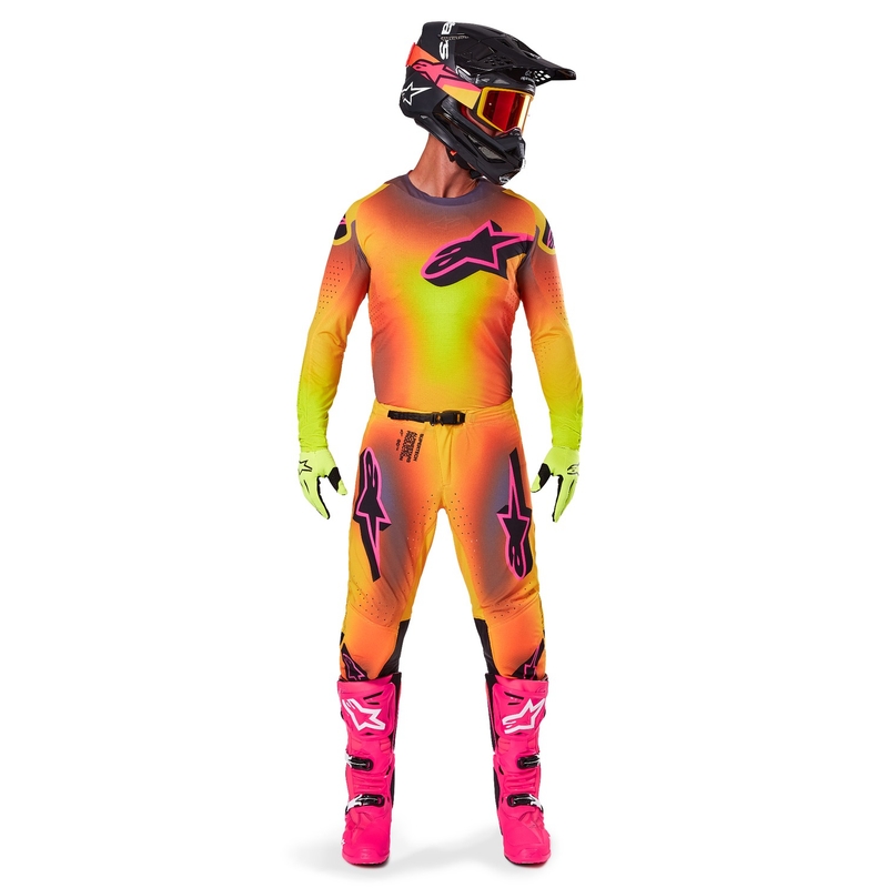 Alpinestars Supertech Lipan Motorcross Broek geel en roze