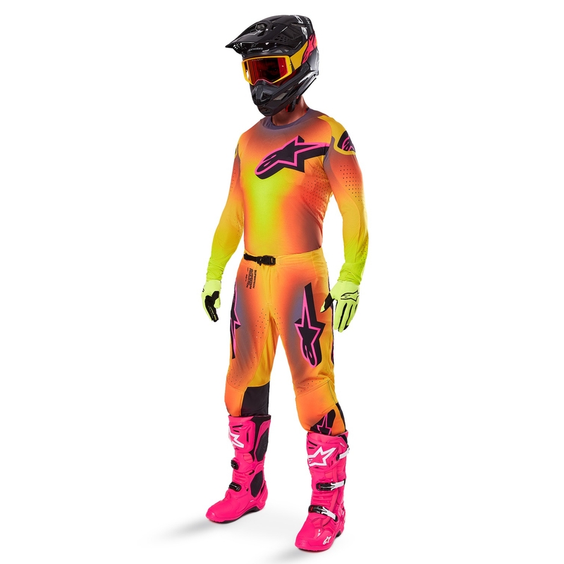 Alpinestars Supertech Lipan Motorcross Broek geel en roze