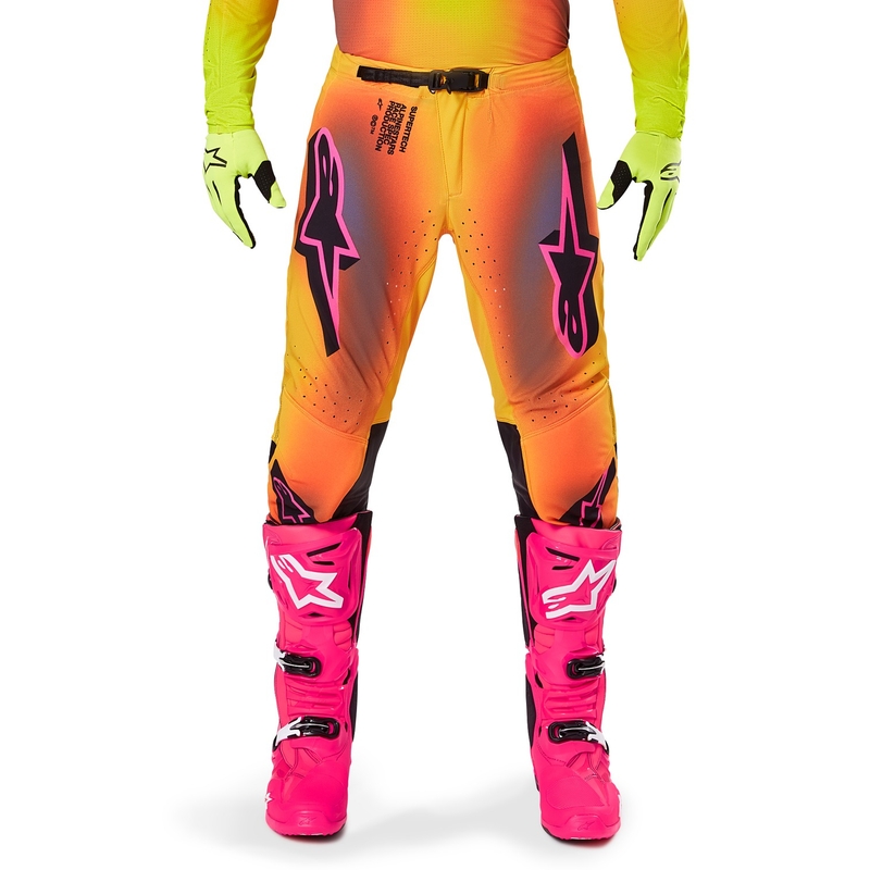 Alpinestars Supertech Lipan Motorcross Broek geel en roze