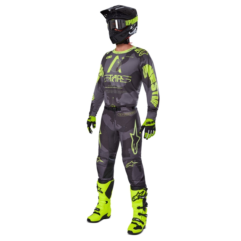 Alpinestars Racer Hollow Motorcross Broek donker camo-fluo geel