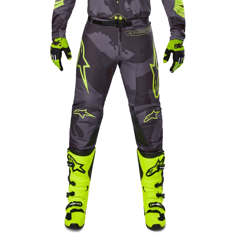 Alpinestars Racer Hollow Motorcross Broek donker camo-fluo geel