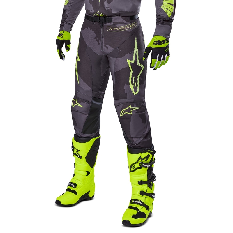 Alpinestars Racer Hollow Motorcross Broek donker camo-fluo geel