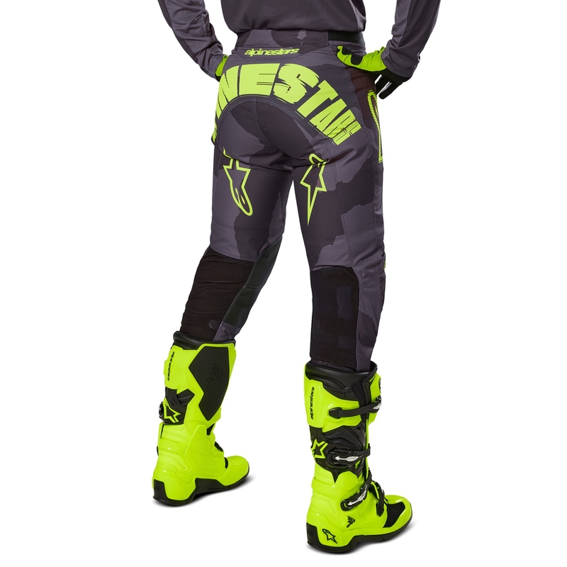 Alpinestars Racer Hollow Motorcross Broek donker camo-fluo geel