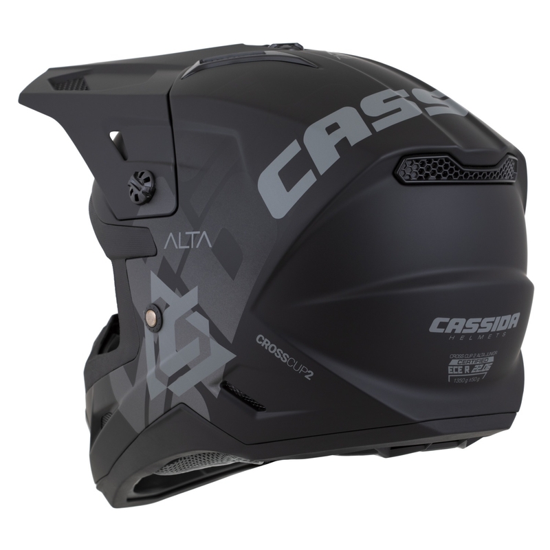 Kinder crosshelm Cassida Cross Cup 2 Alta mat zwart-grijs
