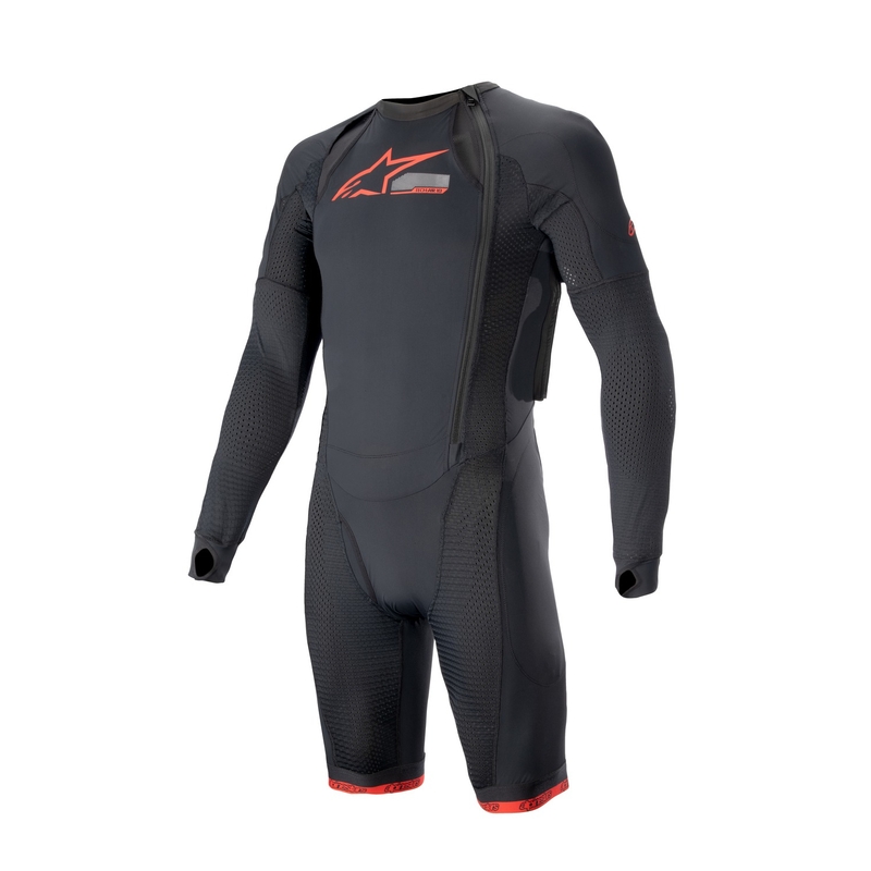 Buitenlaag van het Alpinestars TECH-AIR®10 airbag vest met korte pijpjes zwart-rood-grijs