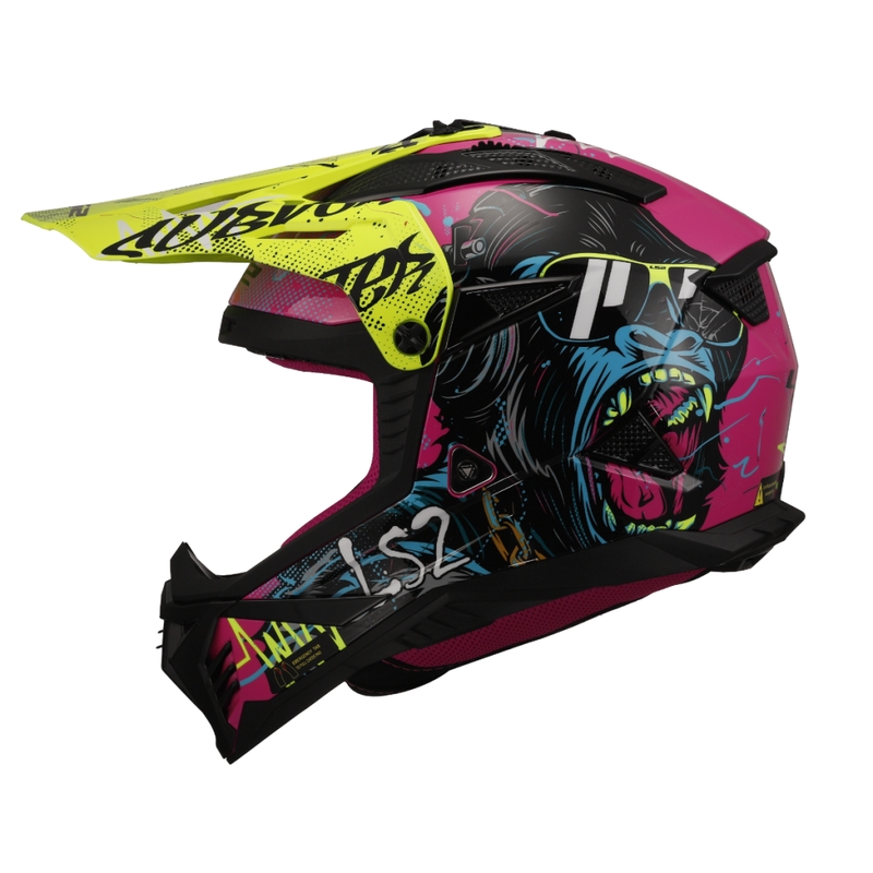 Motorcrosshelm LS2 MX708 Fast II Gorilla paars-geel