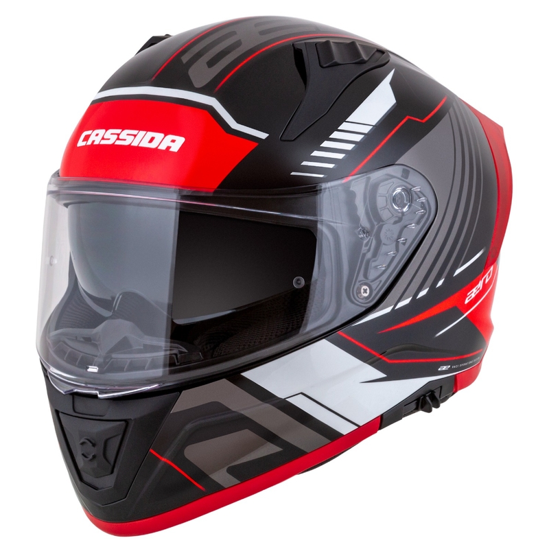Cassida Aero Drome zwart-rood-wit-grijs integraal motorhelm