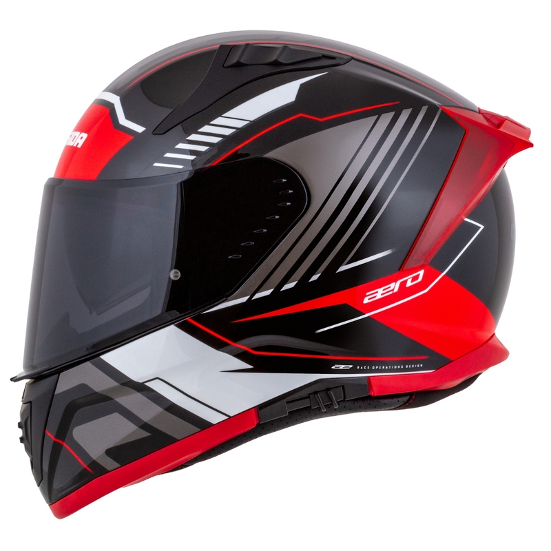Cassida Aero Drome zwart-rood-wit-grijs integraal motorhelm