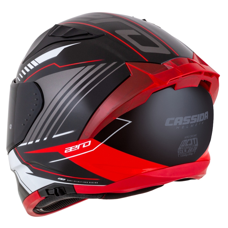 Cassida Aero Drome zwart-rood-wit-grijs integraal motorhelm