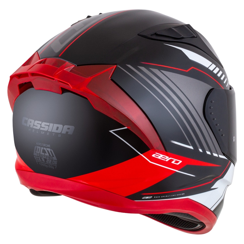 Cassida Aero Drome zwart-rood-wit-grijs integraal motorhelm