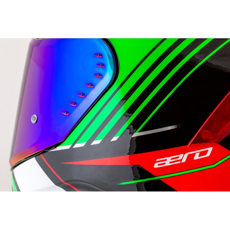 Cassida Aero Drome zwart-rood-groen-wit integraal motorhelm