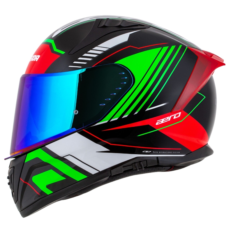 Cassida Aero Drome zwart-rood-groen-wit integraal motorhelm