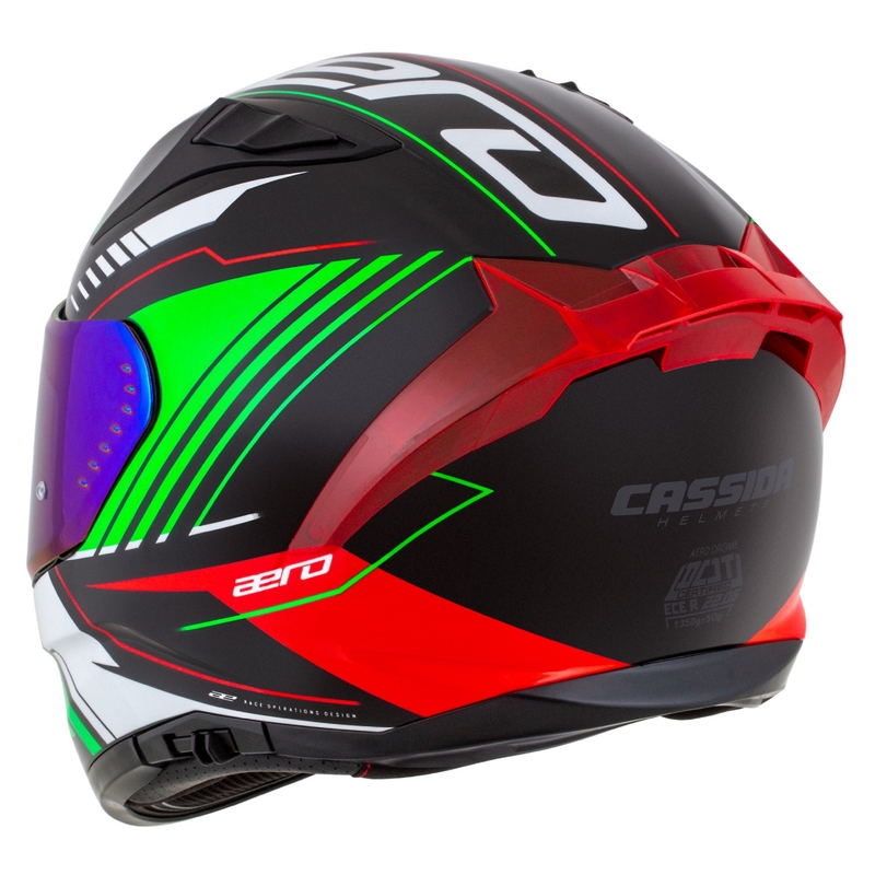 Cassida Aero Drome zwart-rood-groen-wit integraal motorhelm