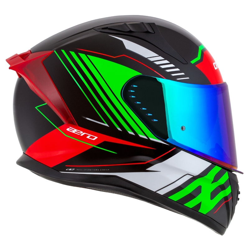 Cassida Aero Drome zwart-rood-groen-wit integraal motorhelm