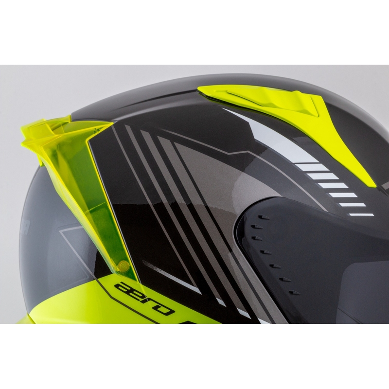 Cassida Aero Drome zwart-fluo geel-wit-grijs integraal motorhelm