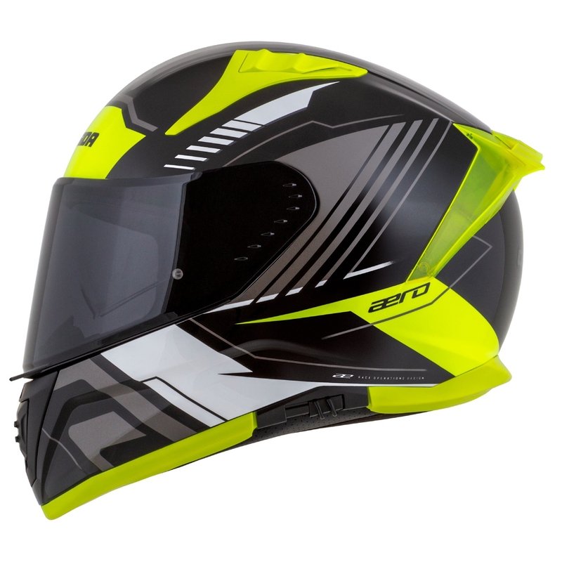 Cassida Aero Drome zwart-fluo geel-wit-grijs integraal motorhelm