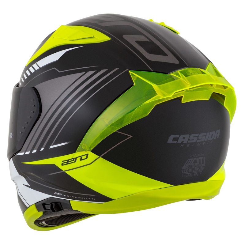 Cassida Aero Drome zwart-fluo geel-wit-grijs integraal motorhelm