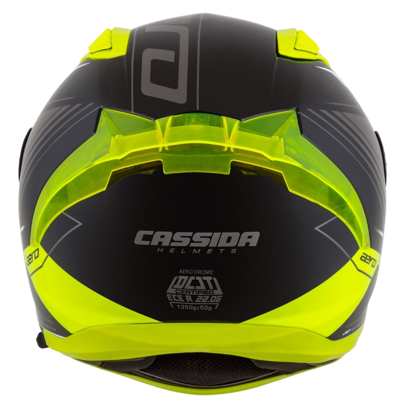 Cassida Aero Drome zwart-fluo geel-wit-grijs integraal motorhelm