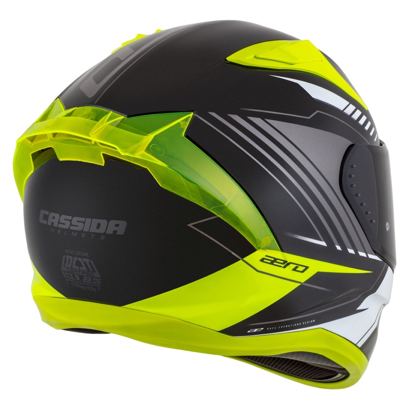 Cassida Aero Drome zwart-fluo geel-wit-grijs integraal motorhelm