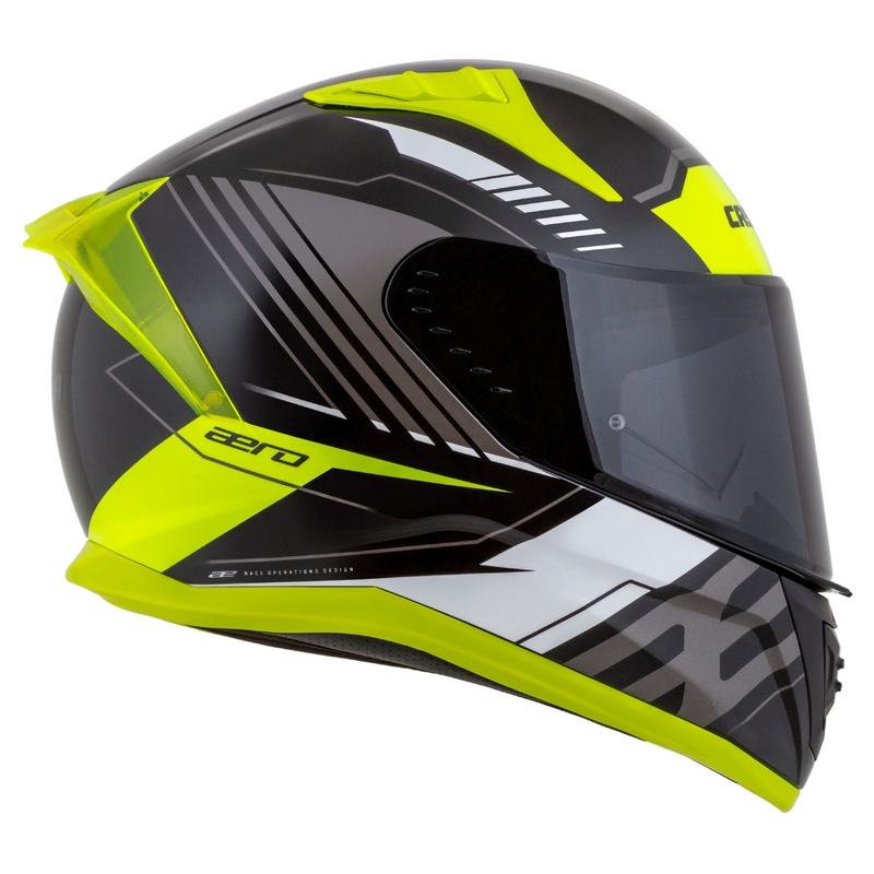 Cassida Aero Drome zwart-fluo geel-wit-grijs integraal motorhelm