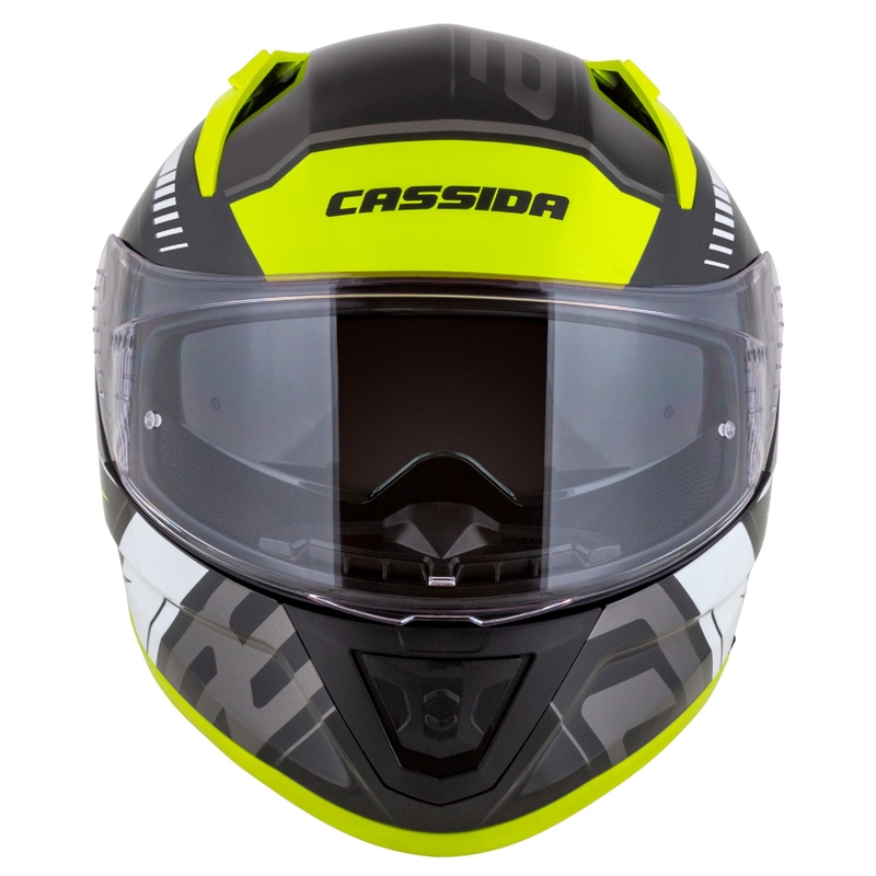 Cassida Aero Drome zwart-fluo geel-wit-grijs integraal motorhelm