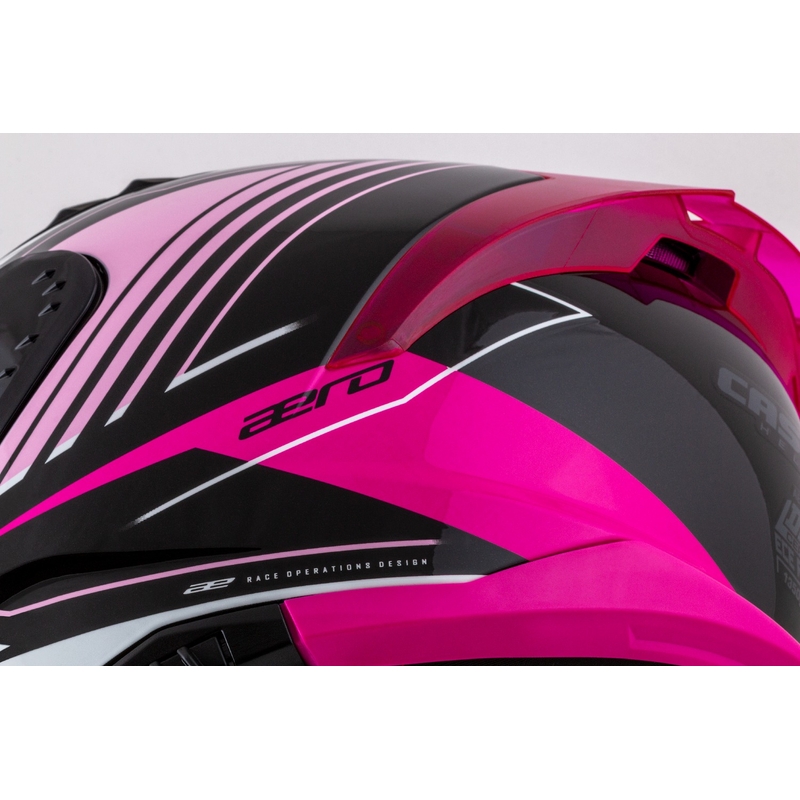 Cassida Aero Drome zwart-roze-witte integraal motorhelm