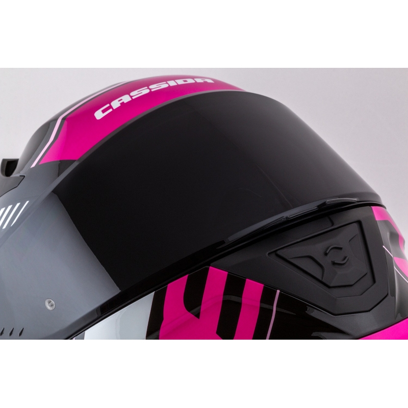 Cassida Aero Drome zwart-roze-witte integraal motorhelm
