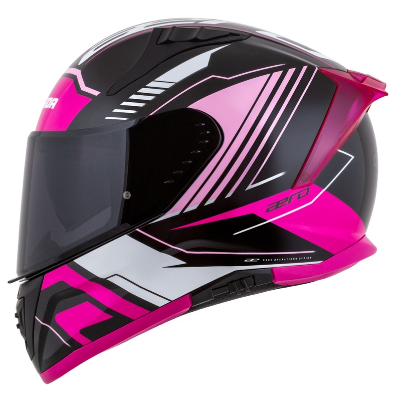 Cassida Aero Drome zwart-roze-witte integraal motorhelm