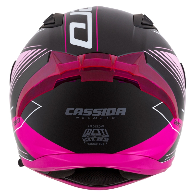 Cassida Aero Drome zwart-roze-witte integraal motorhelm
