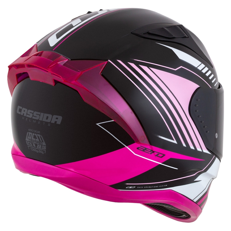 Cassida Aero Drome zwart-roze-witte integraal motorhelm