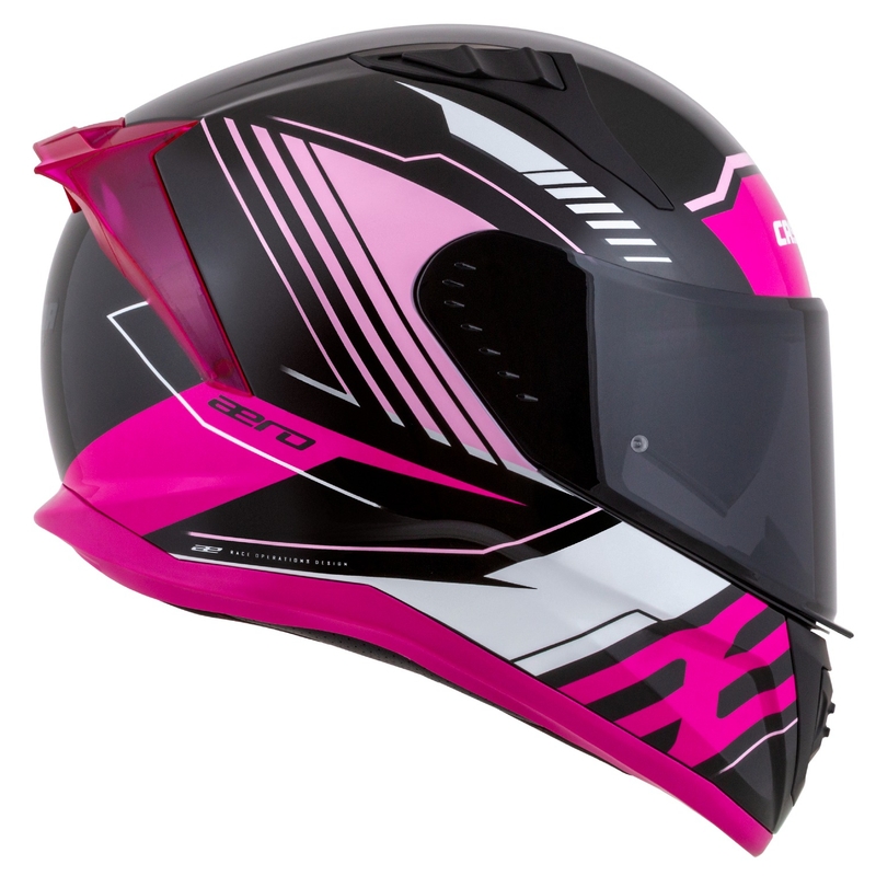 Cassida Aero Drome zwart-roze-witte integraal motorhelm