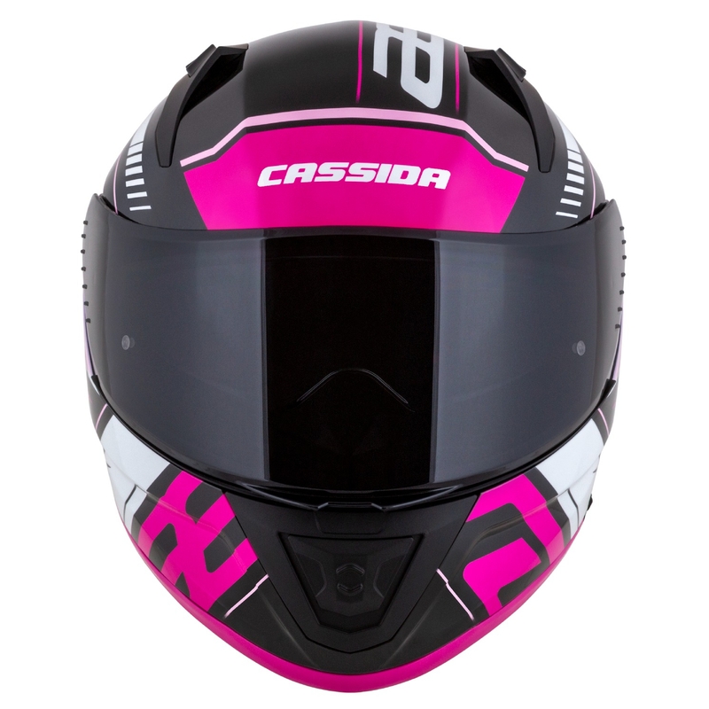 Cassida Aero Drome zwart-roze-witte integraal motorhelm