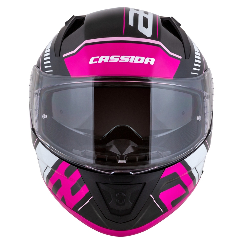 Cassida Aero Drome zwart-roze-witte integraal motorhelm