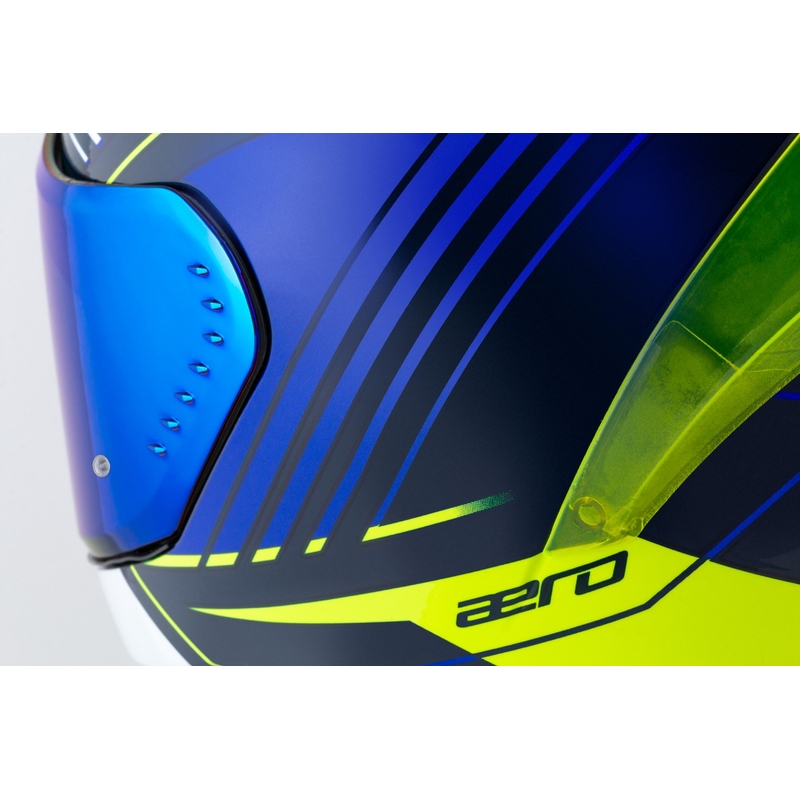 Cassida Aero Drome blauw-fluorgeel-lichtblauw-wit integraal motorhelm