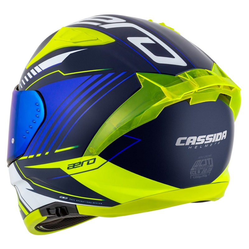 Cassida Aero Drome blauw-fluorgeel-lichtblauw-wit integraal motorhelm