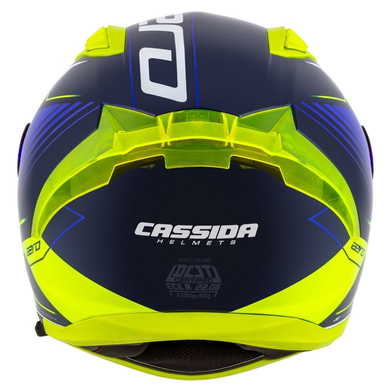 Cassida Aero Drome blauw-fluorgeel-lichtblauw-wit integraal motorhelm