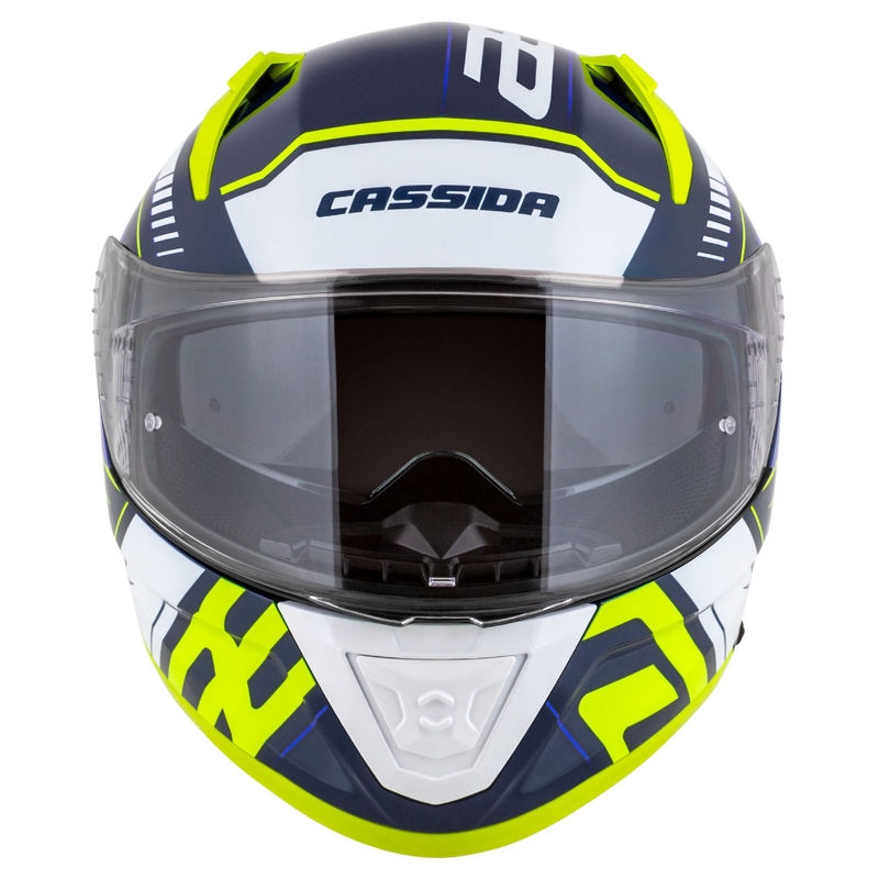Cassida Aero Drome blauw-fluorgeel-lichtblauw-wit integraal motorhelm